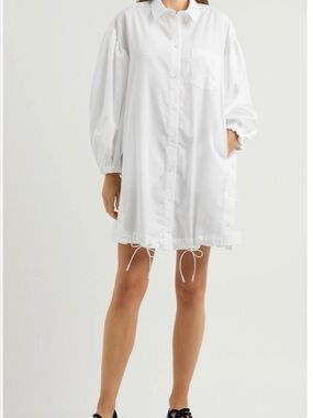 United Colors of Benetton White Cotton Shirt Dress S sku44